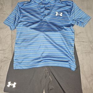 Under Armour Blue Striped Youth Polo Shirt